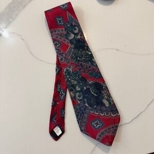 Oscar de la Renta Couture Silk Necktie Baroque Floral Scrolls Vintage Boutique